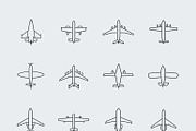 Aviation thin line icons
