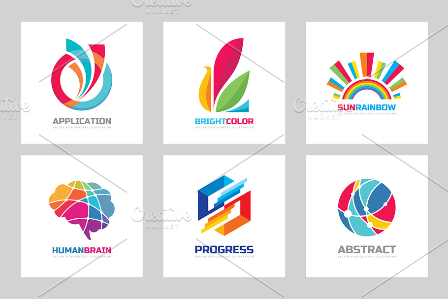 Abstract Positive Vector logo Set in Logo Templates - product preview 8