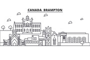 Canada, Brampton architecture line skyline illustration. Linear vector cityscape with famous landmarks, city sights, design icons. Landscape wtih editable strokes