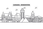 Canada, Edmonton architecture line skyline illustration. Linear vector cityscape with famous landmarks, city sights, design icons. Landscape wtih editable strokes