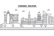 Canada, Halifax architecture line skyline illustration. Linear vector cityscape with famous landmarks, city sights, design icons. Landscape wtih editable strokes