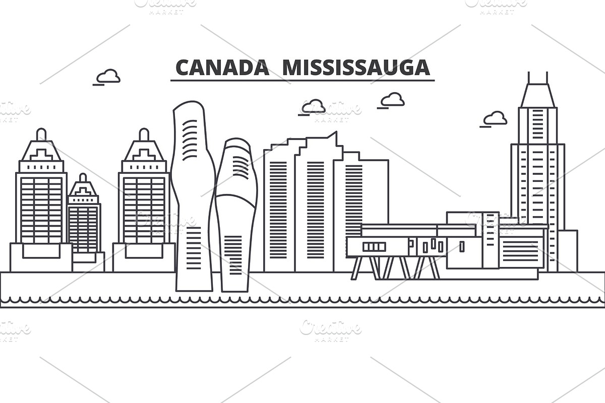 Canada, Mississauga architecture line skyline illustration. Linear vector cityscape with famous landmarks, city sights, design icons. Landscape wtih editable strokes in Illustrations - product preview 8