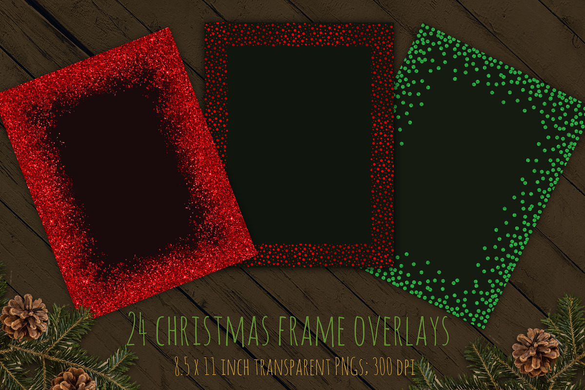 Christmas glitter frames in Objects - product preview 8