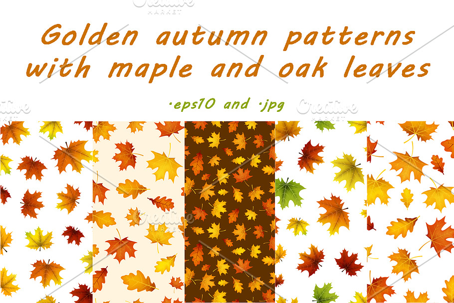 Golden autumn patterns set