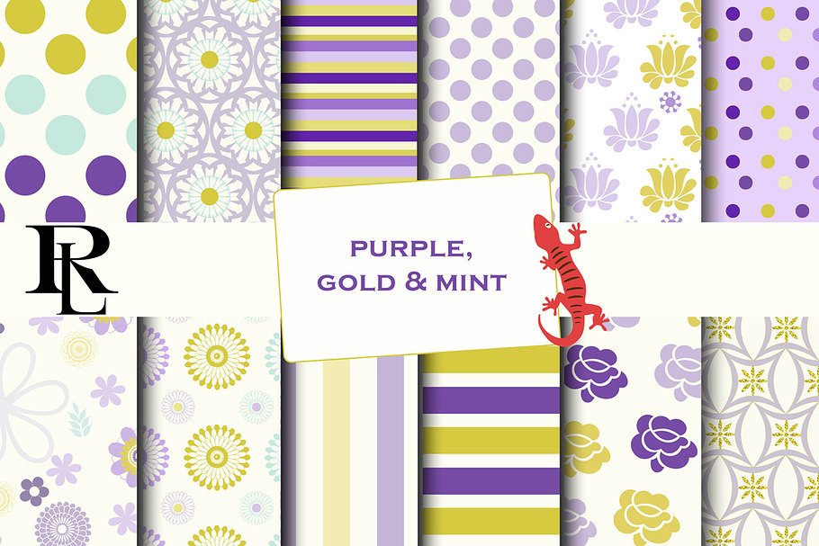 Purple and mint digital paper