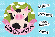 Cute Cow and Milk set