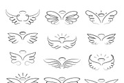 Sketch angel wings in cartoon style