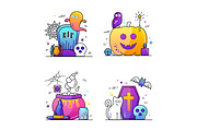 Halloween vector illustration Poster set