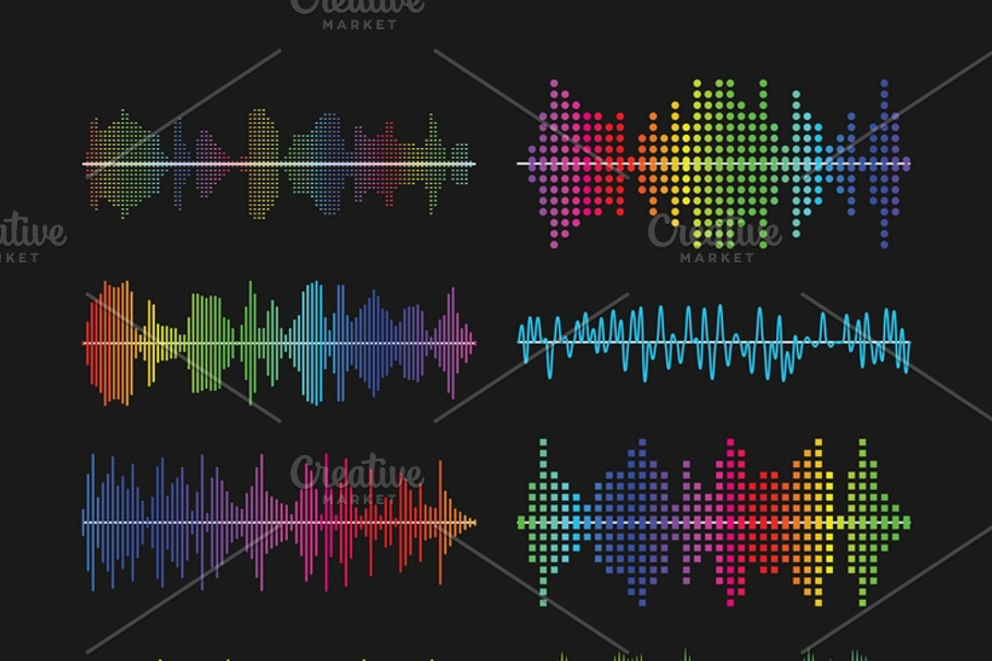 Multicolored graphic equalizer waves in Illustrations - product preview 8