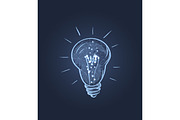 Glowing Electric Bulb Icon Vector Illustration