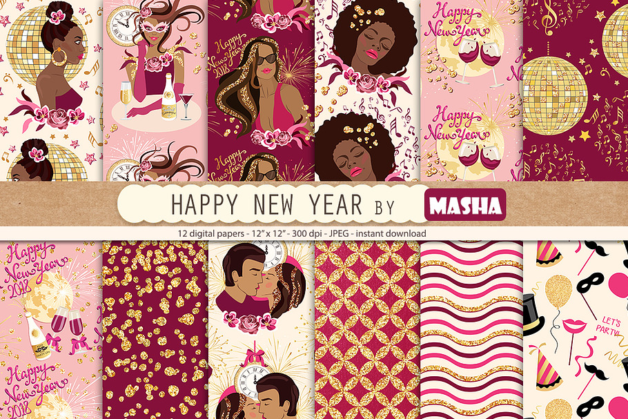 HAPPY NEW YEAR digital papers