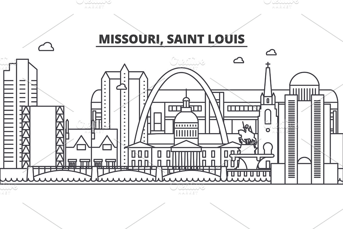 Missouri, Saint Louis architecture line skyline illustration. Linear vector cityscape with famous landmarks, city sights, design icons. Landscape wtih editable strokes in Illustrations - product preview 8