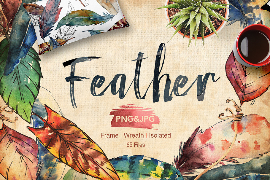 Feather bird PNG watercolor set in Illustrations - product preview 8