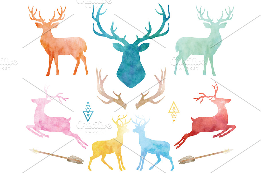 Watercolor Reindeer Collections