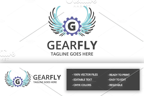 Gear Fly (Letter G) Logo in Logo Templates - product preview 2