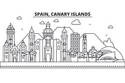 Spain, Canary Islands architecture line skyline illustration. Linear vector cityscape with famous landmarks, city sights, design icons. Landscape wtih editable strokes