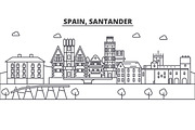 Spain, Santander architecture line skyline illustration. Linear vector cityscape with famous landmarks, city sights, design icons. Landscape wtih editable strokes