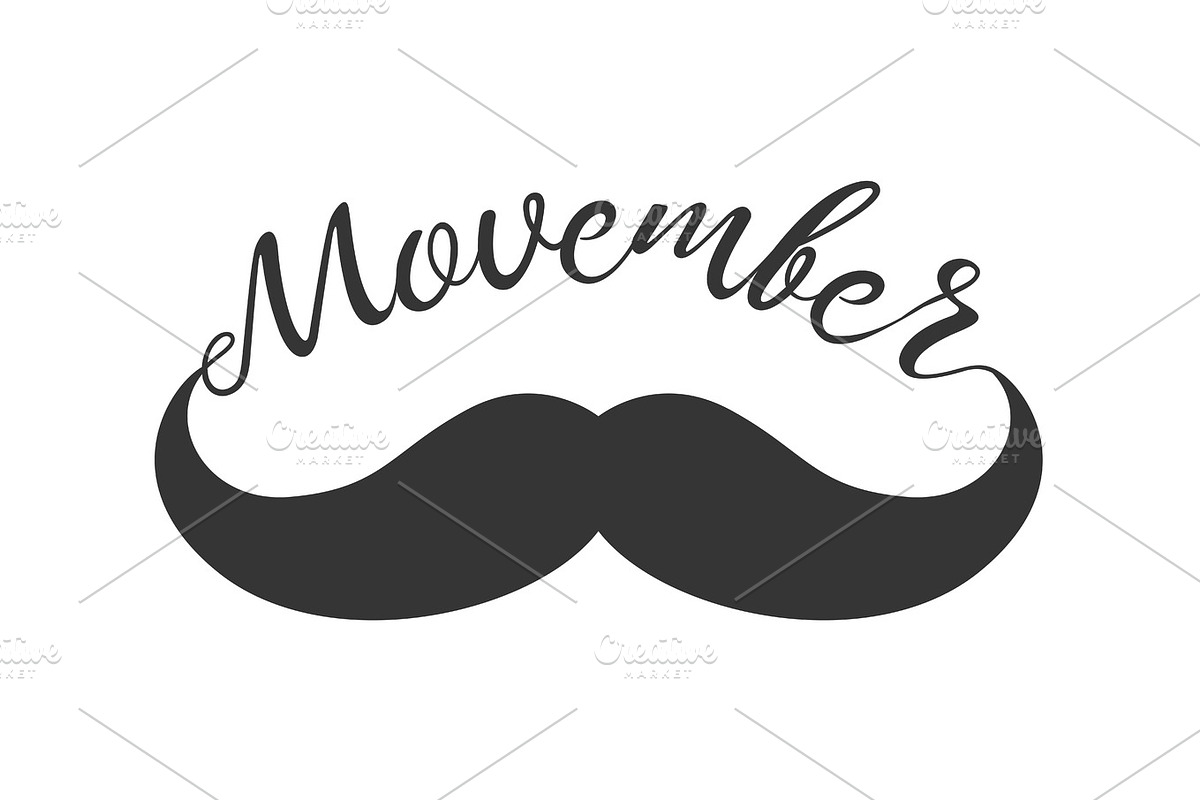 Moustache and hand lettered phrase Movember. in Illustrations - product preview 8