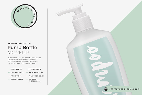 Shampoo or Lotion Pump Bottle Mockup in Product Mockups - product preview 2