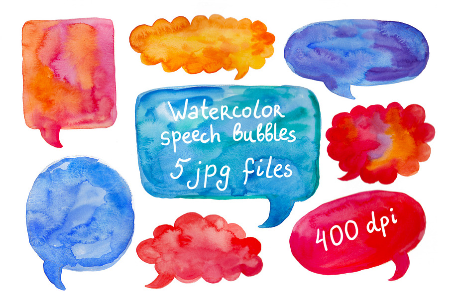 Watercolor speech bubble set