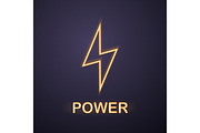 Power neon light icon