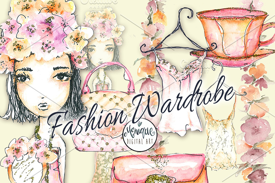Fashion Girl clipart watercolor in Illustrations - product preview 8