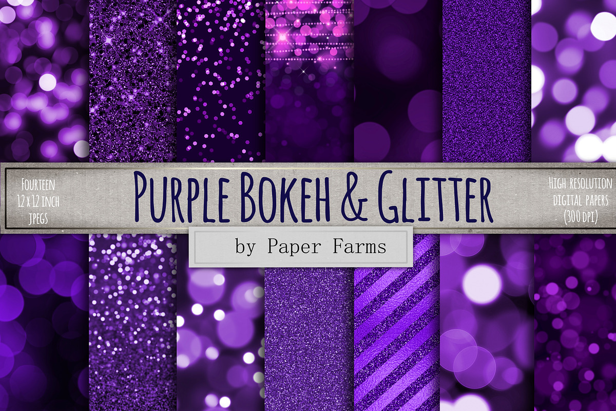 Purple Bokeh Backgrounds in Patterns - product preview 8