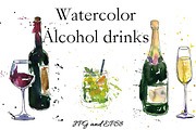 Watercolor Alcohol Drinks
