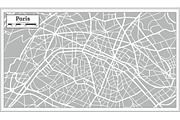 Paris Map in Retro Style.
