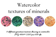 Watercoolor textures of minerals