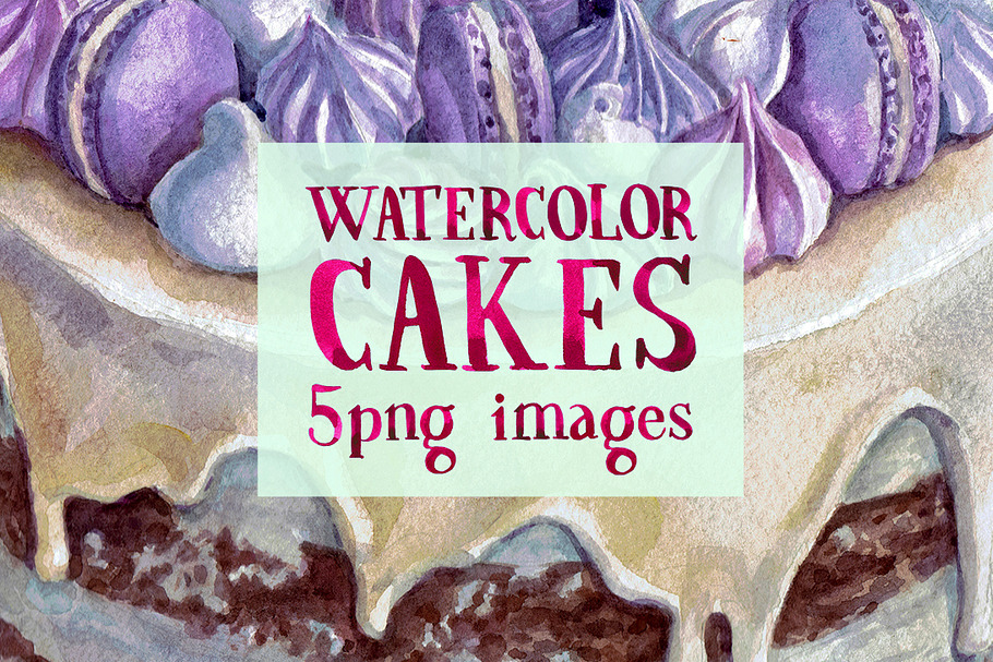 Beautiful Watercolor Cakes in Illustrations - product preview 8