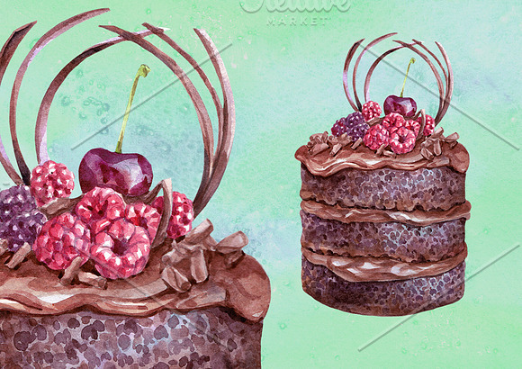 Beautiful Watercolor Cakes in Illustrations - product preview 1