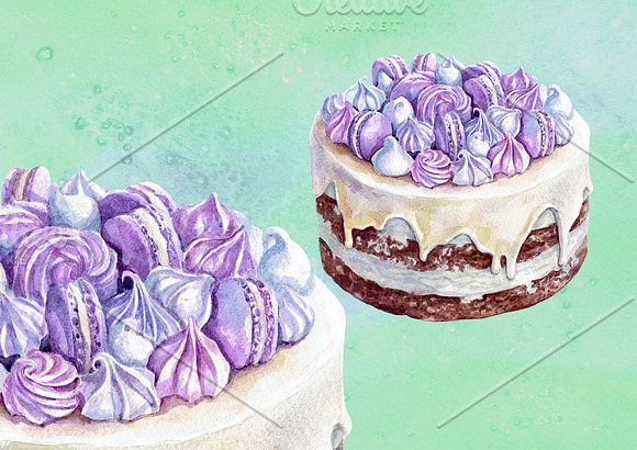 Beautiful Watercolor Cakes in Illustrations - product preview 4