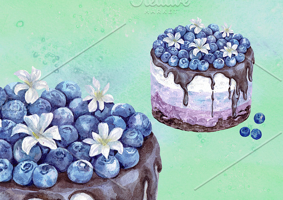 Beautiful Watercolor Cakes in Illustrations - product preview 5