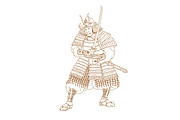 Bushi Samurai Warrior Drawing