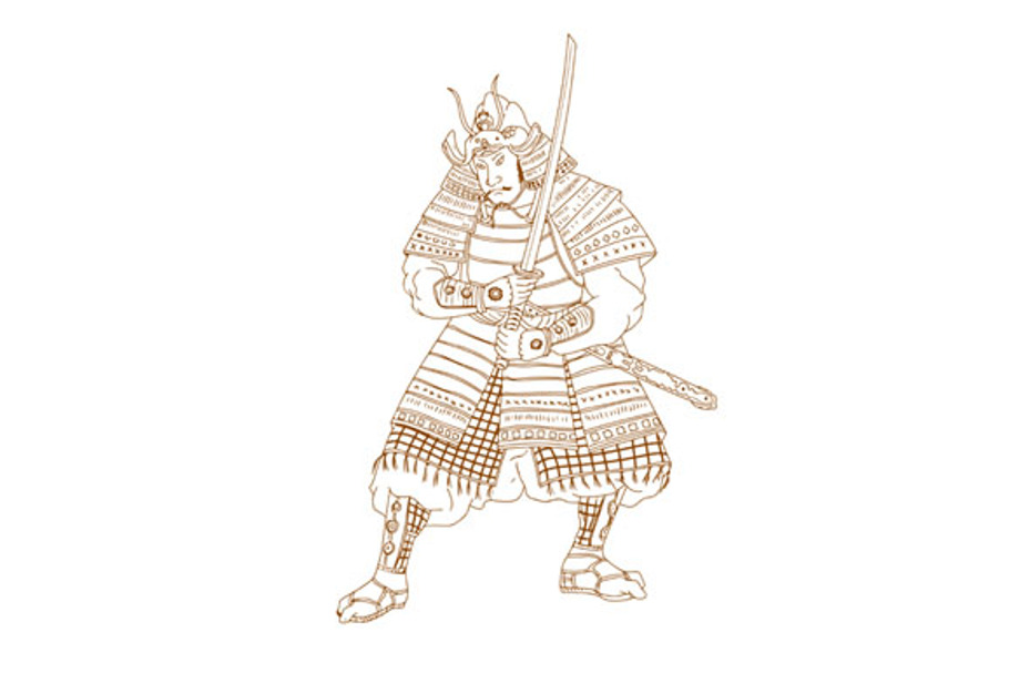 Bushi Samurai Warrior Drawing in Illustrations - product preview 8