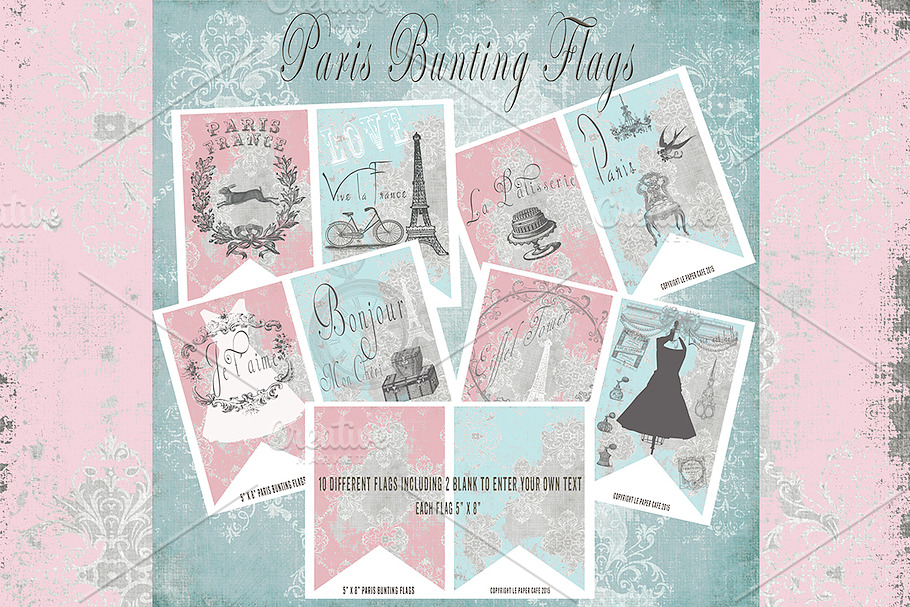 Paris France Printable Bunting Flags in Objects - product preview 8