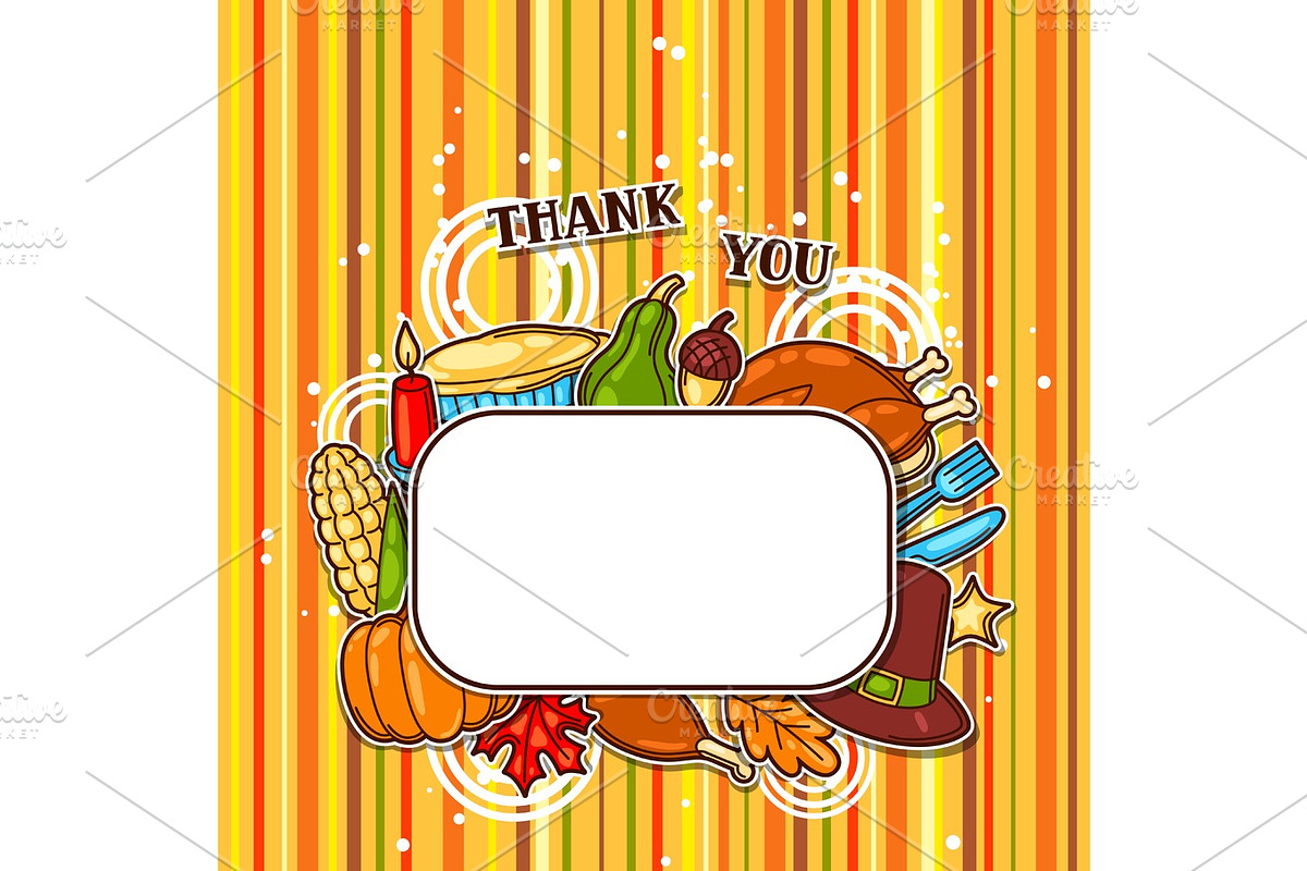 Happy Thanksgiving Day frame with holiday objects in Illustrations - product preview 8