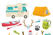 Camping Decorative Icons Set