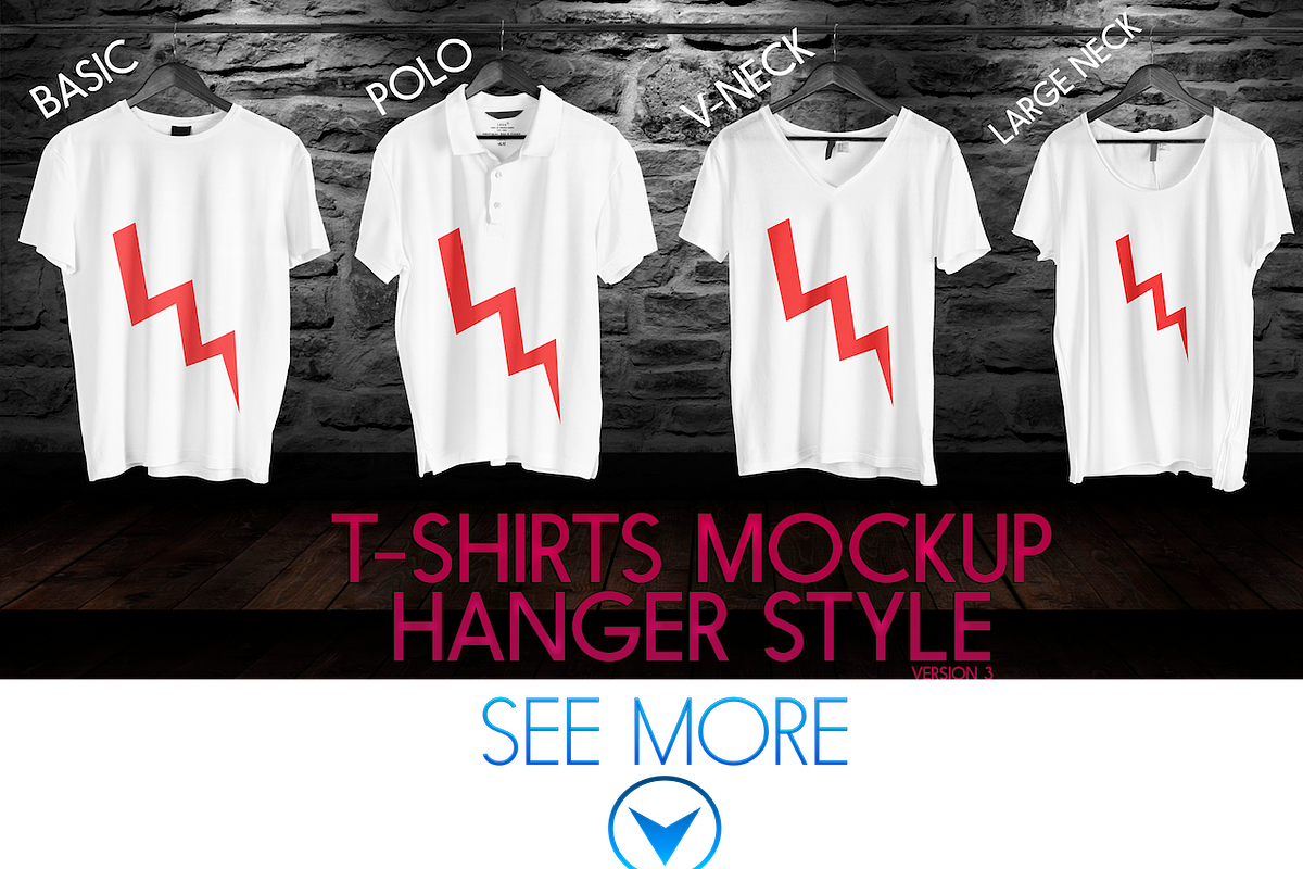 4 Realistic Mockup Tshirt Wit Hanger in Product Mockups - product preview 8