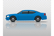 Side view of business sedan vehicle template vector isolated on transparent. View side. Change the color in one click. All elements in groups