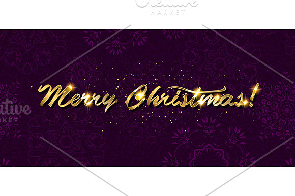 Gold Merry Christmas Card. 4 colors in Graphics - product preview 3