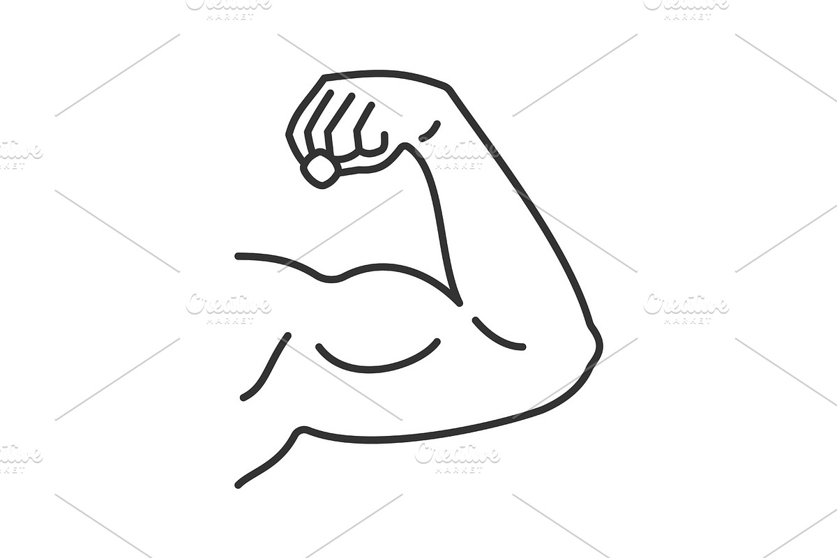 Male bicep linear icon in Graphics - product preview 8