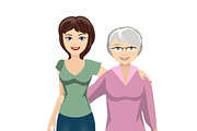 Elderly woman with adult daughter