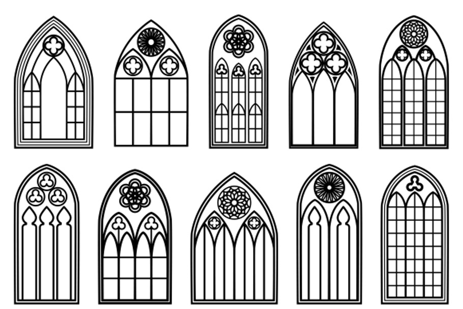 Gothic Window Silhouettes in Graphics - product preview 8