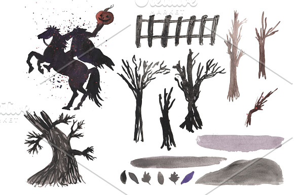 Sleepy Hollow Watercolor set! in Illustrations - product preview 2