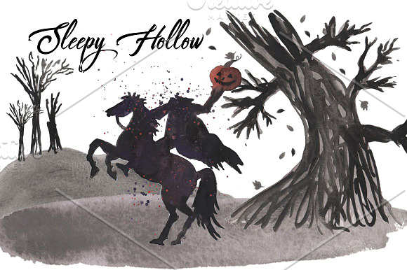 Sleepy Hollow Watercolor set! in Illustrations - product preview 3