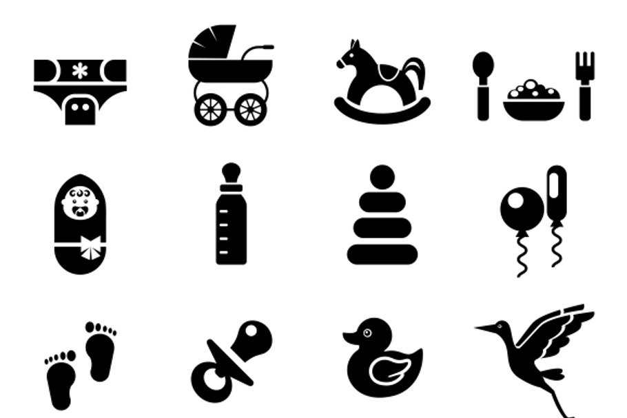 Baby icons set in Graphics - product preview 8