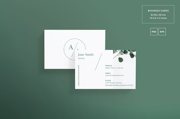 Business Cards | Art Lessons in Business Card Templates - product preview 2