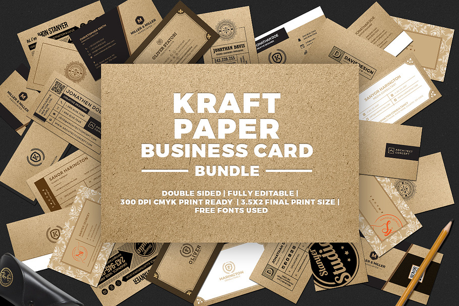 Kraft Paper Business Card Bundle in Business Card Templates - product preview 8